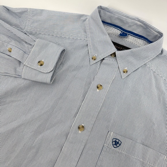 Ariat Other - Ariat Pro Series Shirt Mens Small Blue White Pinstripe Long Sleeve Button Down